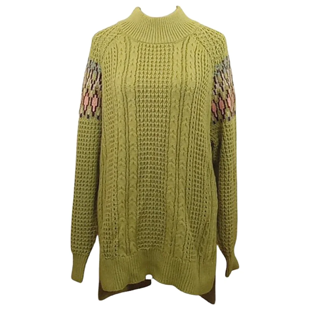 Sundance Olive Green Wool Blend Cable Kni Sweater Size Small